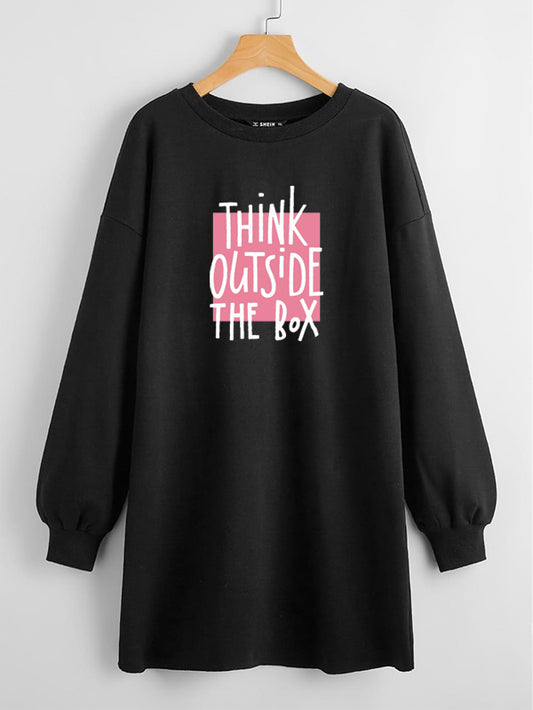 LONG LENGTH SWEATSHIRT BLACK THINK OUTSIDE