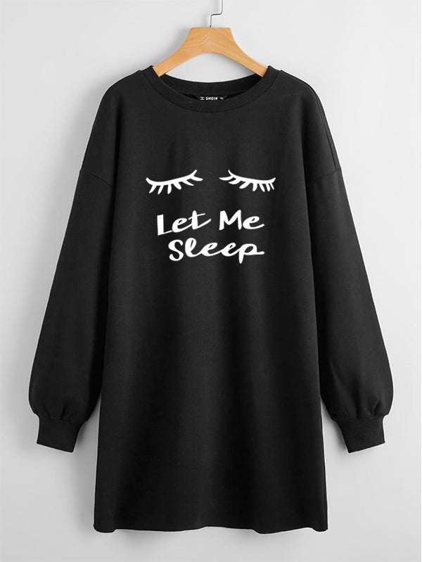 LONG LENGTH SWEATSHIRT BLACK LET ME SLEEP