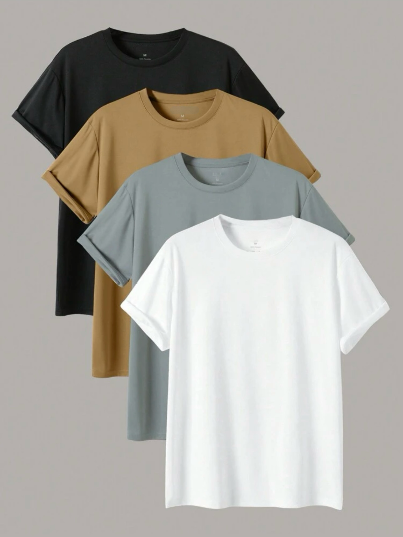 Pack Of 4 Basic Tshirts  ( Black-Mustard-Grey-White )