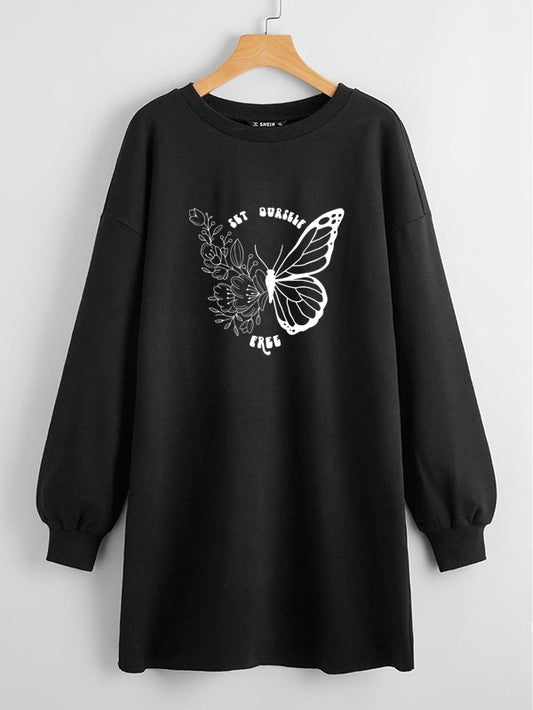 LONG LENGTH SWEATSHIRT BLACK SET OURSELF FREE