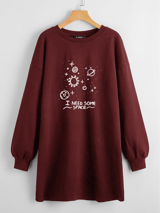 LONG LENGTH SWEATSHIRT MAROON I NEED SOME SPACE