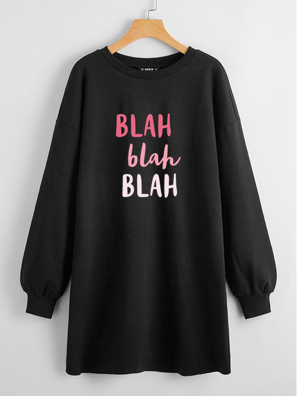 LONG LENGTH SWEATSHIRT BLACK BLAH BLAH