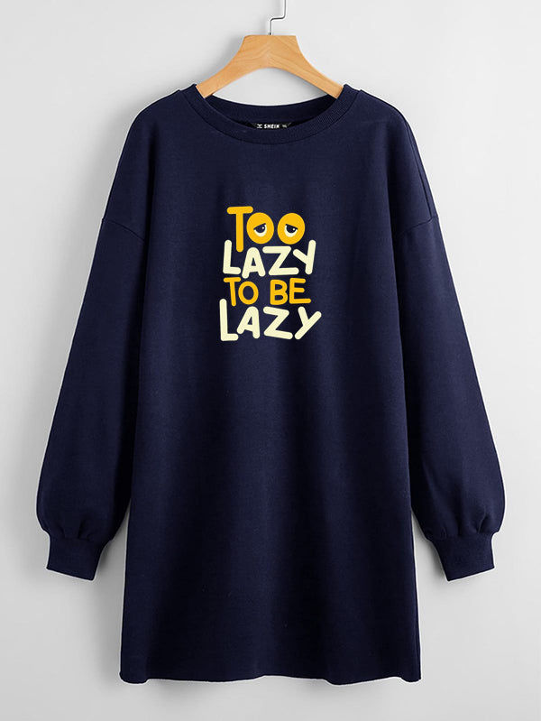 LONG LENGTH SWEATSHIRT NAVY BLUE TOO LAZY