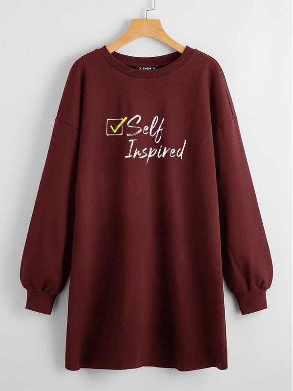 LONG LENGTH SWEATSHIRT MAROON SELF INSPIRIED