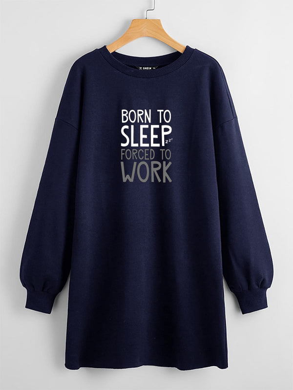 LONG LENGTH SWEATSHIRT NAVY BLUE BORN TO SLEEP