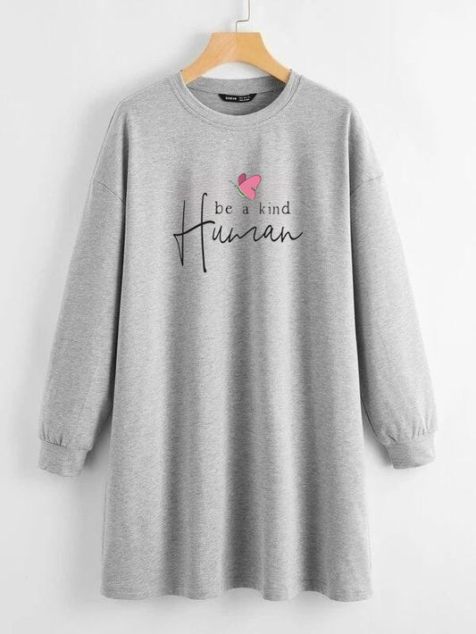 LONG LENGTH SWEATSHIRT GREY BE A KIND