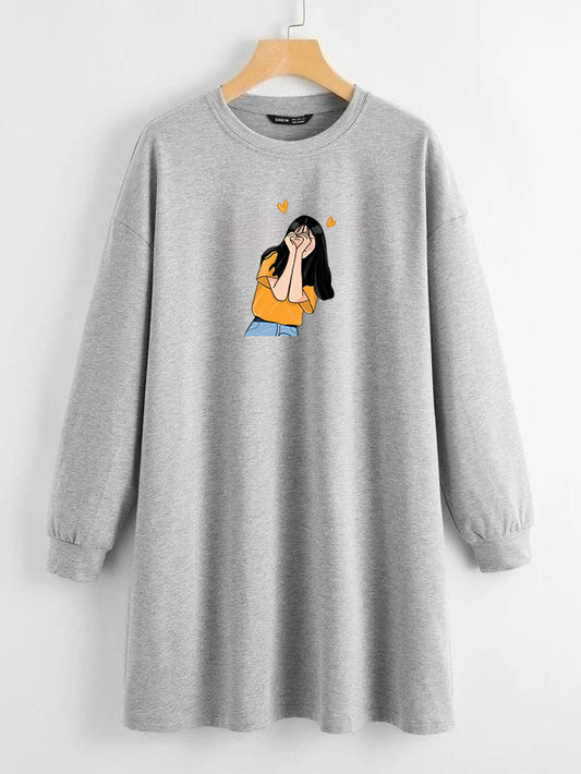 LONG LENGTH SWEATSHIRT GREY GIRLS HANDS HEART