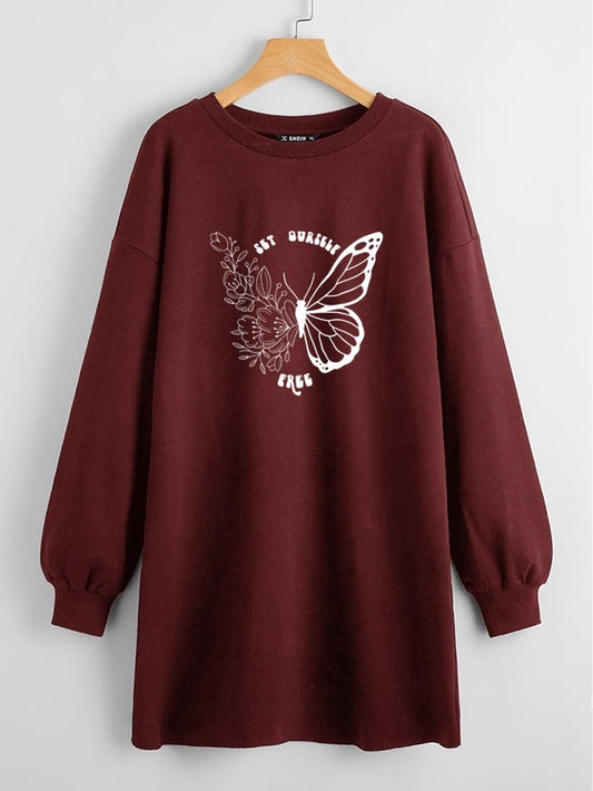 LONG LENGTH SWEATSHIRT MAROON SET OURSELF FREE