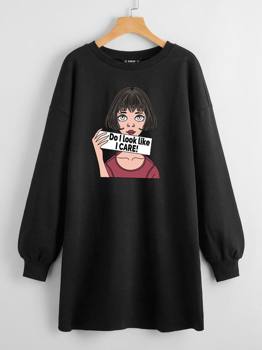 LONG LENGTH SWEATSHIRT BLACK DO I CARE