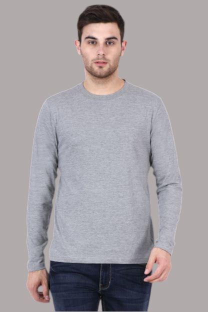 Solid Grey Full Sleeves T-shirt