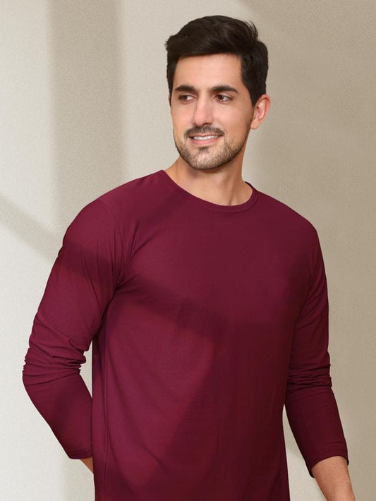 Solid Maroon Full Sleeves T-shirt