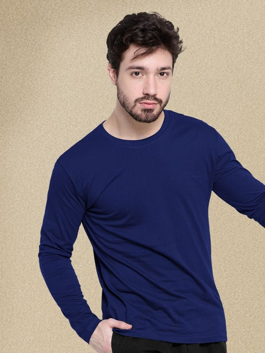 Solid Navy Blue Full Sleeves T-shirt