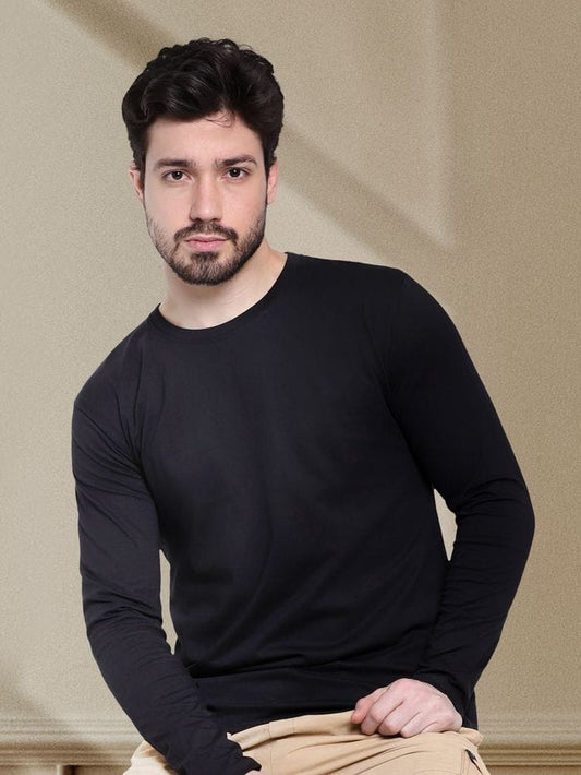 Solid Black Full Sleeves T-shirt