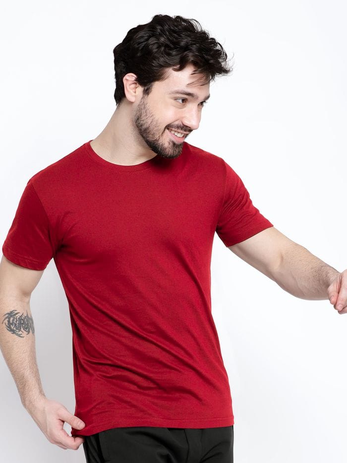 Solid Red Half Sleeves T-shirt