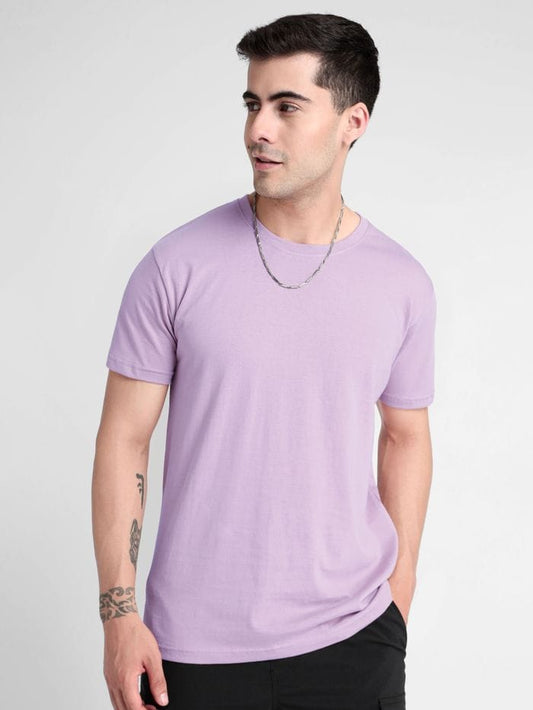 Solid Lilac Half Sleeves T-shirt