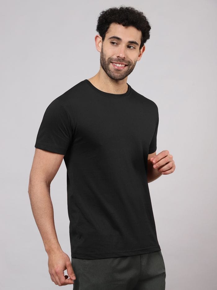 Solid Black Half Sleeves T-shirt